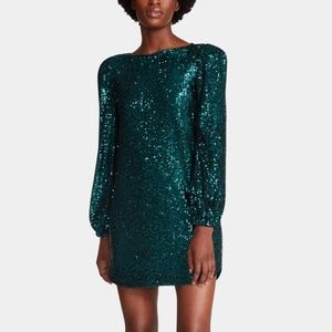 Teal Sequin Long Sleeve Mini Dress